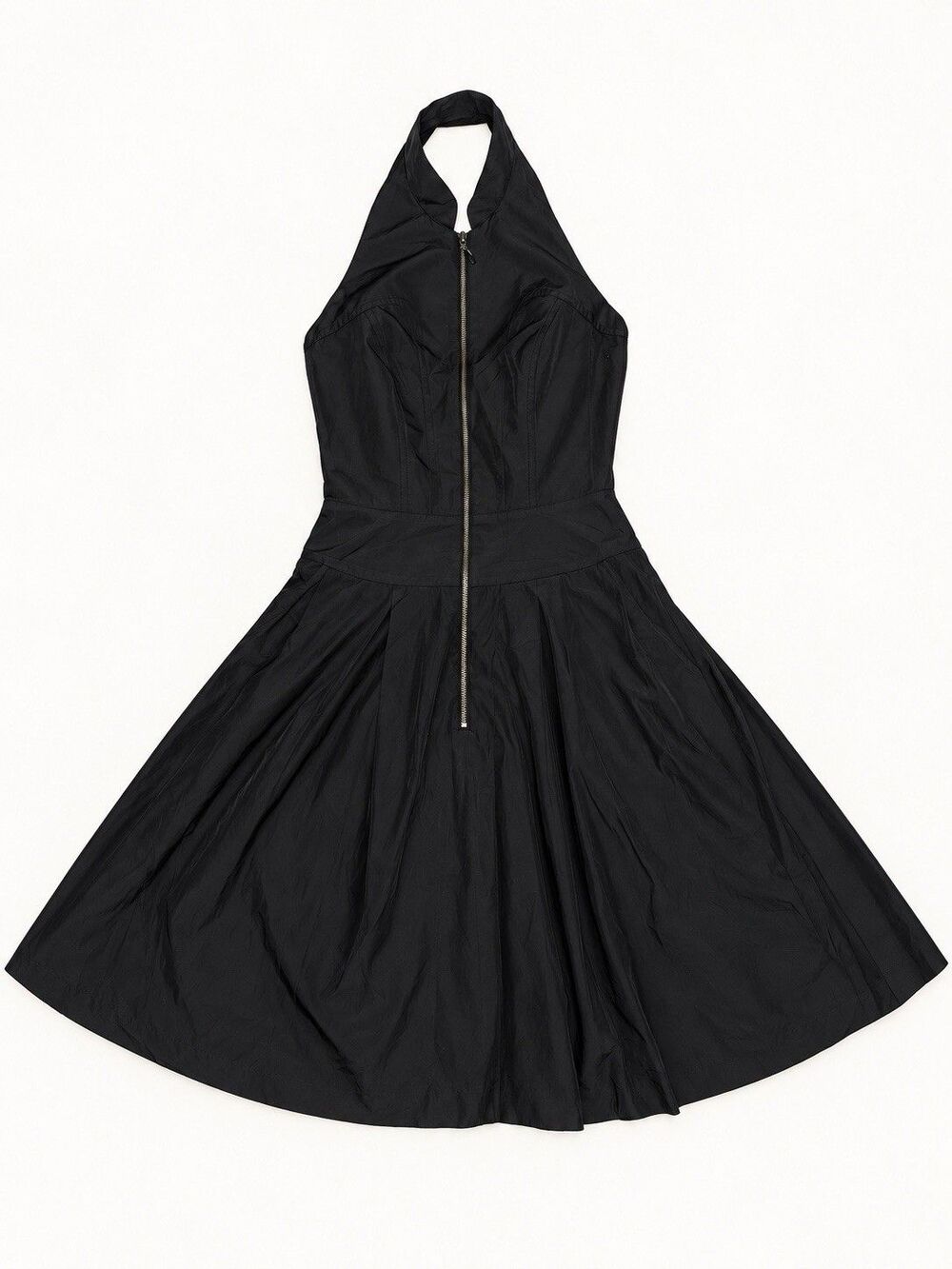 CUE Australia Black Halter Corset Zip Front Fit and Flare Dress Size 6 US 2 Y2K